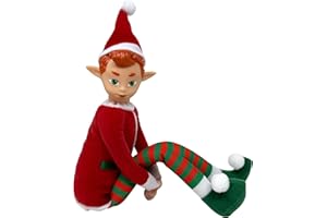 The Original Elf 12" Plush Christmas Elf Doll – Poseable Shelf Sitter with Flexible Dangling Legs – Perfect for Christmas Decorations, Toy Elf for Kids, Mini Elves, and Tree Topper (Boy)