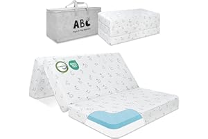 voomf Pack and Play Mattress Trifold- 38"x26" Pack N Play Mattresses Pad with Breathable Removable Cover - Dual-Sided Memory Foam Foldable Portable Travel Baby Crib Mattress