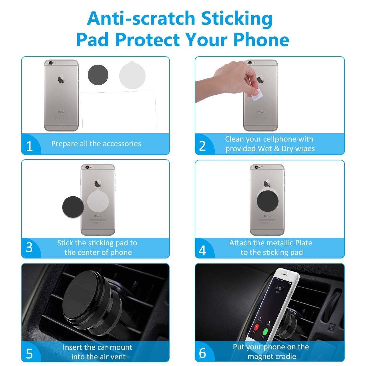 YeSinXin Air Vent Phone Holder LG Universal Magnetic Phone Car Mount 360/° Rotation Cell Phone GPS Holder for iPhone X//8//8Plus//7//7Plus//6s//6P//5S Galaxy S6//S7//S8 Huawei and More Air Vent Magnetic Holder Google