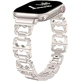 Wearlizer Compatible with Apple Watch Band 42/46/38/40/41/44/45/49mm Women, Dressy Pretty Stainless Steel Metal Strap Fancy Designer Link Bracelet for iWatch Series 11 10 9 8 7 6 5 4 3 SE/Ultra 3 2 1
