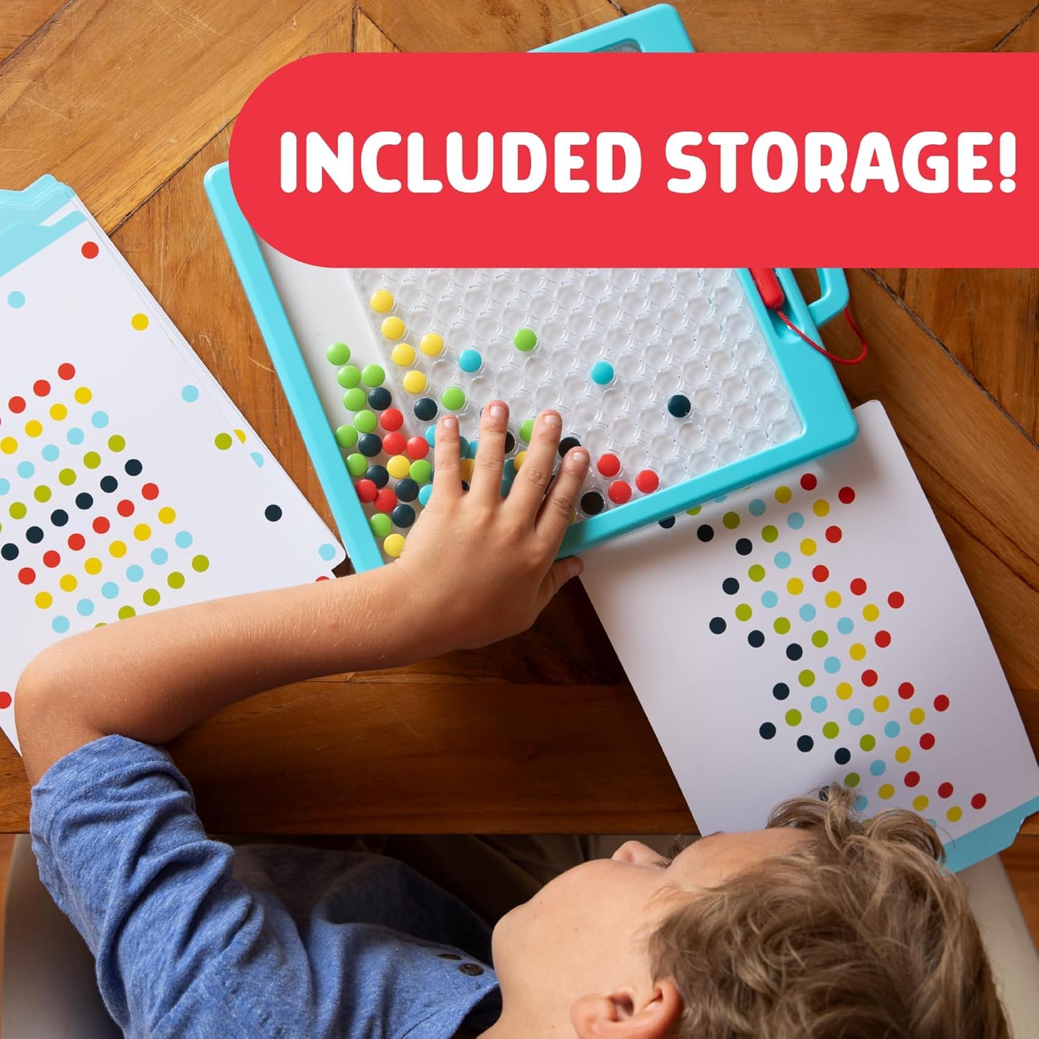 Chuckle & Roar - Magnetic Dot Art Designer - Kids Color by Number Toy - Mess Free Stencil Art for preschoolers - Magnetic Pen and Stencils Included