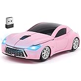 Wireless Mouse Cute Sport Pink Car Mice,Small Portable Lightweight Optical Cool Girly Mice, Fun Home Office School Gift for B