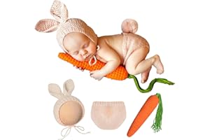 KHC-KHF Newborn Photography Costume Rabbit Outfit Baby Bunny Photoshoot Prop Outfits Bunny Crochet Costume Easter