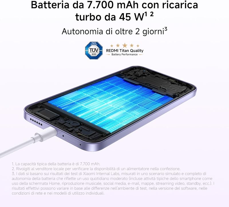 REDMI Note 17, Smartphone 6+256GB, Sky Teal, Batteria da 7700 mAh