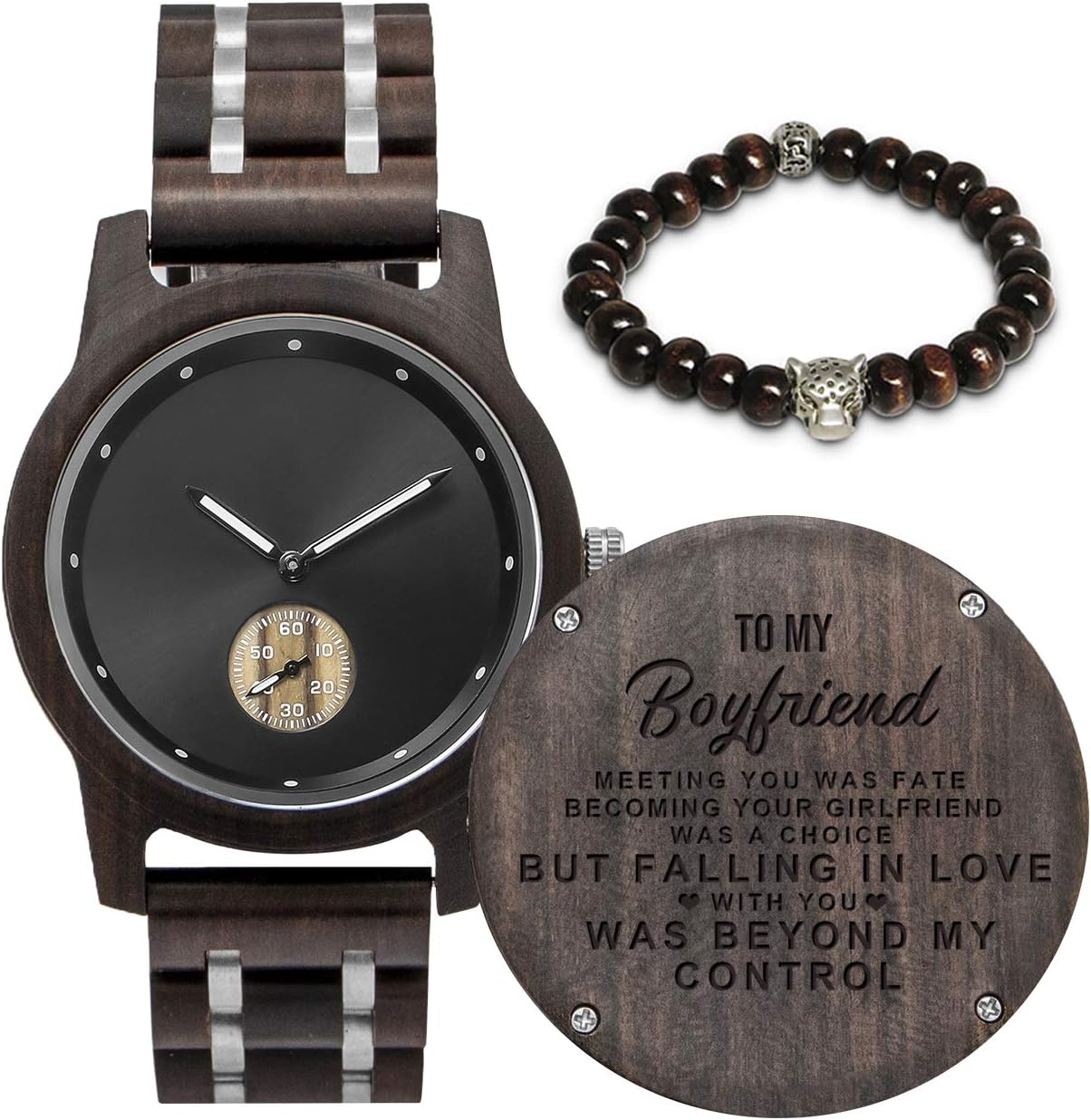 Customized Engraved Wooden Watch, Analog Quartz Movement Wood Watch for Men Husband Family Friends Customized Gift