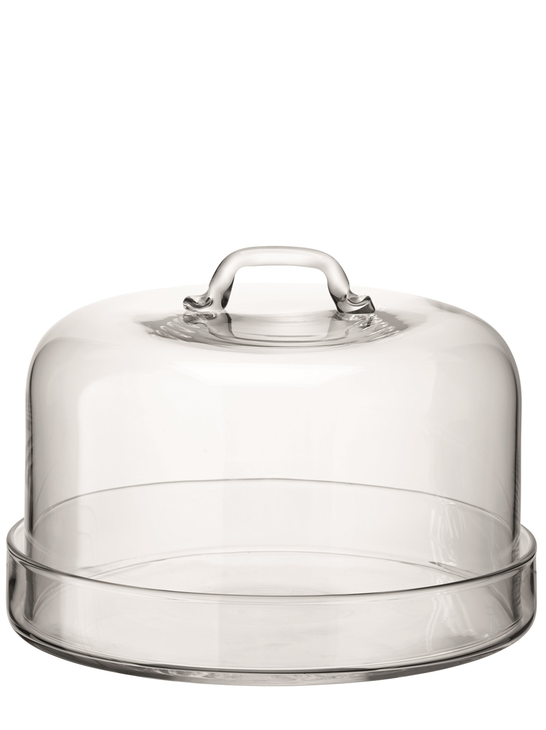 LSA International Serve Plate & Dome Ø24cm/Ø22cm Clear| 1 Unit | Mouthblown & Handmade Glass | SZ12