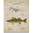 Antique Fly Fishing Lure US Patent Poster Art Print Crappie Trout Largemouth Bass Walleye Muskie Lures Poles 11x14 Wall Decor Pictures