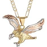 HZMAN Eagle Necklace for Men 14K Gold Plated Colorful American Bald Eagle Pendant Necklace Hawk Animal Necklace Jewelry Gift