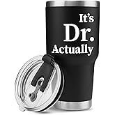 Panvola It's Dr Actually Doctor Graduation Gift New PhD Student Physician Vacuum Insulated Tumbler Stainless Steel Drinkware With Straw Lid (Black, 30 oz)