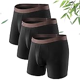 DAVID ARCHY Mens Underwear Wicking-Moisture Cooling Rayon Made From Bamboo Boxer Briefs with Support Pouch Fly 4 or 7 Pack