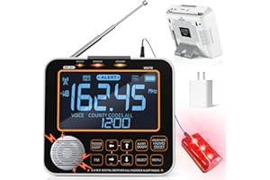 YESIWTC NOAA Weather Alert Radio for Home - S.A.M.E. Localized Programming, 23 Country Codes & 75+ Emergency Alerts NOAA Weather Radio with Battery Backup External Antenna and Warning Light for Home