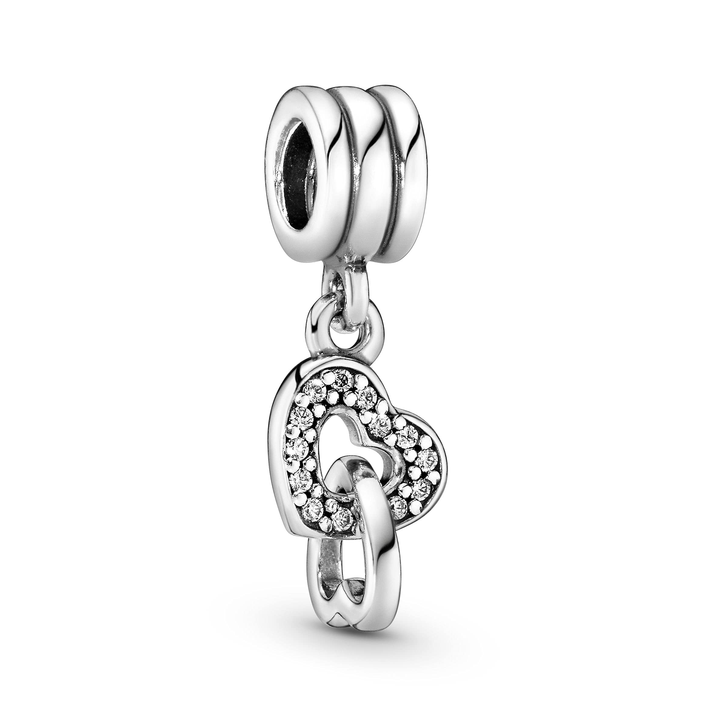 Pandora Moments Women's Sterling Silver Interlocking Love Cubic Zirconia Dangle Charm for Bracelet, No Box