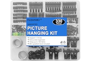 FUZANWJ Picture Hanging Kit, 330pcs Picture Hangers, Wall Hangers, Nails for Hanging Pictures, Wall Hanging Kit, Hanging Wire, Screw Eyes, D Ring and Picture Hanging Tool for Frame Canvas Mounting