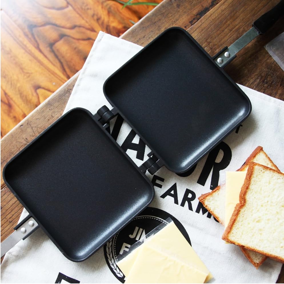 TAMUME Stovetop Bread Baker Toaster Sandwich Iron Maker Non-Stick Coating for Breakfast Set Stovetop Toaster Size for 2 Piece of Toast on Camp Pie Iron (Sandwich Toaster) - Image 5