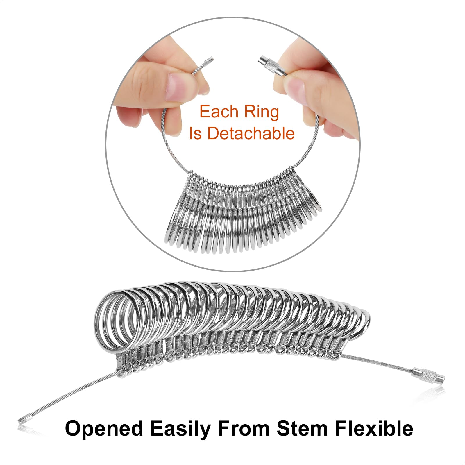 Ring Sizer Measuring Tool Kit, Ring Mandrel Measurer, 27 PCS Premium Steel Measuring Ring Tool, US Ring Size 0-13, 2 PCS Reusable Finger Size 1-17 USA Rings Size with Magnified Glass