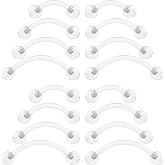 16g Clear Piercing Retainers For Surgery - Bioflex Plastic Clear Eyebrow Piercing Curved - Invisible Cartilage Earrings For Rook Helix Daith Tragus Conch Vertical Labret Snake Bite 8,10,12mm (16pcs Set)