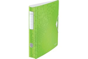 Leitz 11070054 A4 Lever Arch File Active, Curved Spine 65 mm Width, Elastic Fastening, Light Polyfoam, Wow Range, Green