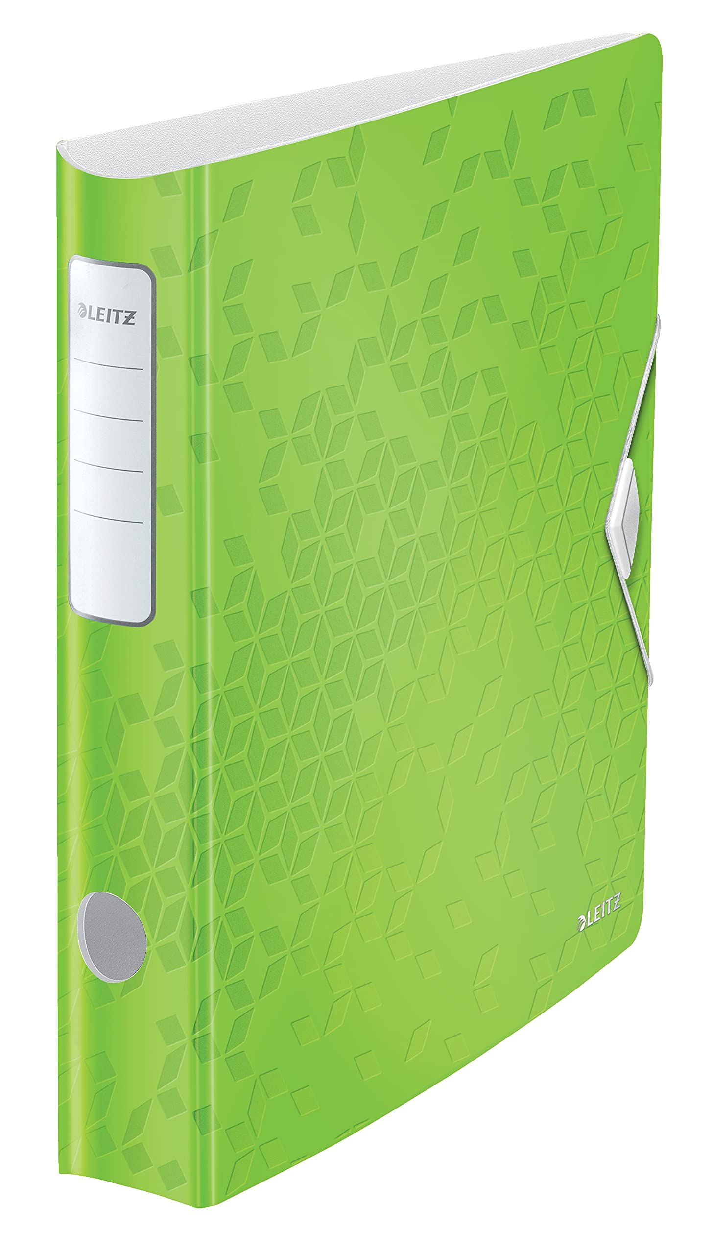 Leitz 11070054 A4 Lever Arch File Active, Curved Spine 65 mm Width, Elastic Fastening, Light Polyfoam, WOW Range, Green