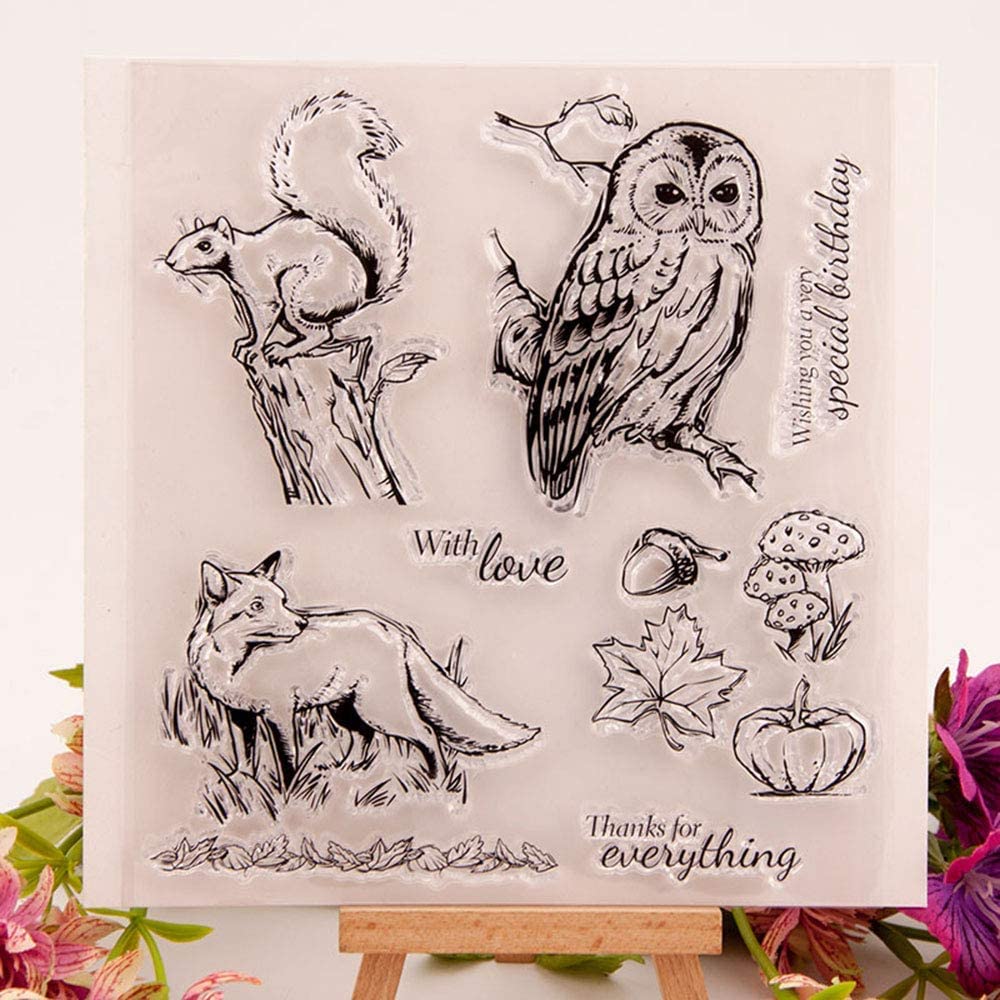 Joyful Home 1pc Owl Thanks for everything Rubber Clear Stamp for Card Making Decoration and Scrapbooking