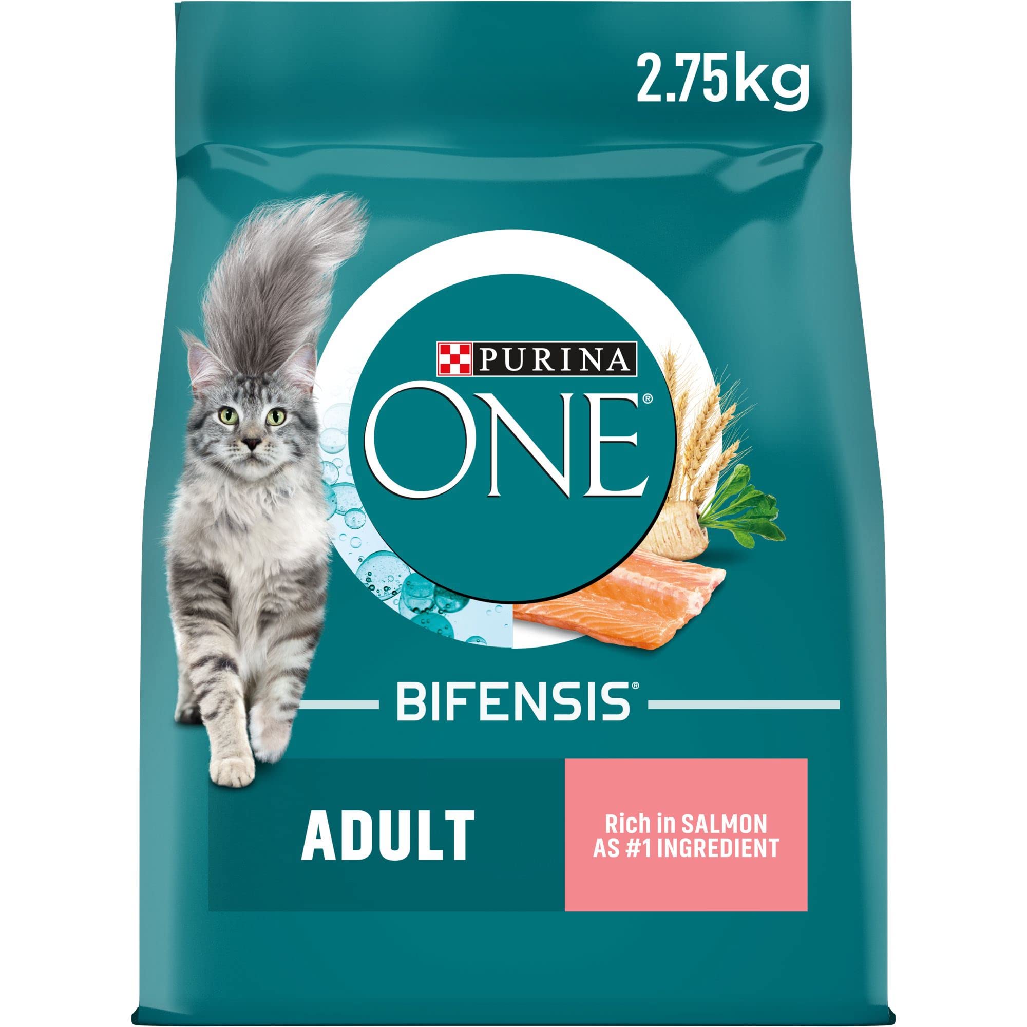 Purina ONE Adult Salmon Cat Food, 2.75kg (Pack of 4), Indigo/Blue