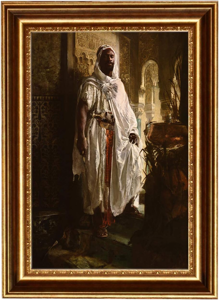 Eliteart-The Moorish Chief 1878 by Eduard Charlemont Oil Painting Reproduction Giclee Wall Art Canvas Prints Framed Size:34 1/2" x 24 1/2"