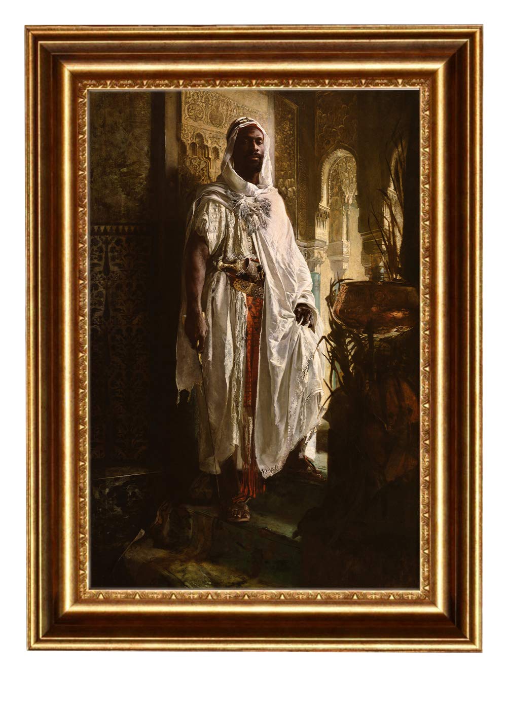 Eliteart-The Moorish Chief 1878 by Eduard Charlemont Oil Painting Reproduction Giclee Wall Art Canvas Prints Framed Size:34 1/2" x 24 1/2"