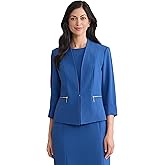 Kasper Womens Stretch Crepe Open Jacket with Zip Pockets