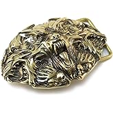 KLAMRA Cerberus Belt Buckle, Handmade multi-headed dog Hound of Hades solid brass belt buckle