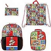 Bioworld Super Mario Brothers 5-Piece Backpack & Lunchbox Set