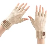 fauson Fingerless Gloves for Women - 4 Piars Winter Gloves Men Warm Knit Cold Weather, Half Finger Glove for Winter Gifts