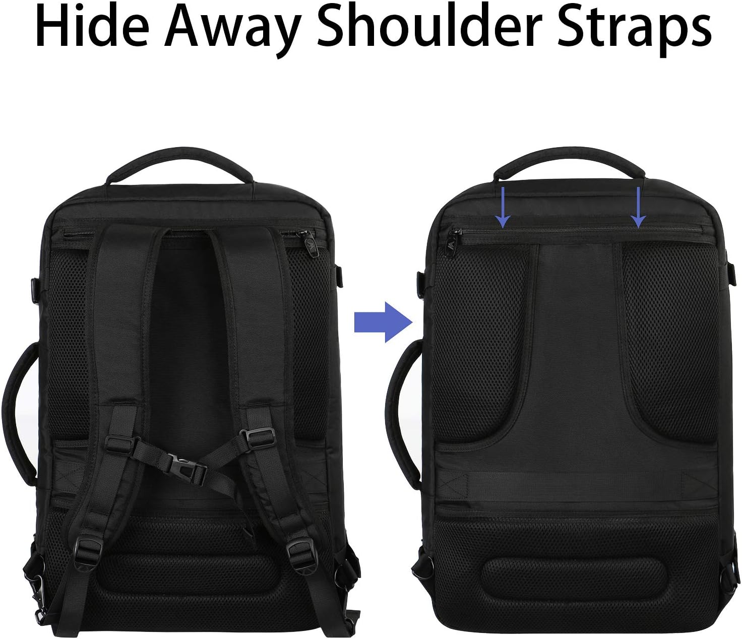 Matein Carry on Backpack, Extra Large Travel Backpack Expandable Airplane Approved Weekender Bag for Men and Women, Water Resistant Lightweight Daypack for Flight 40L, Black: Computers & Accessories