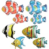 8 Pcs Fish Balloons, Under The Sea Clownfish Tropical Fish Bubble Sea Animal Creature Foil Balloons for Baby Shower Under The Ocean Themed Birthday Party Decorations