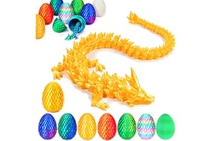 YILCER 3D Printed Dragon Egg, Mystery Crystal Dragon Egg Fidget Toys Surprise, Easter Eggs Articulated Crystal Dragon Eggs with Dragon Inside (Silk Gold)