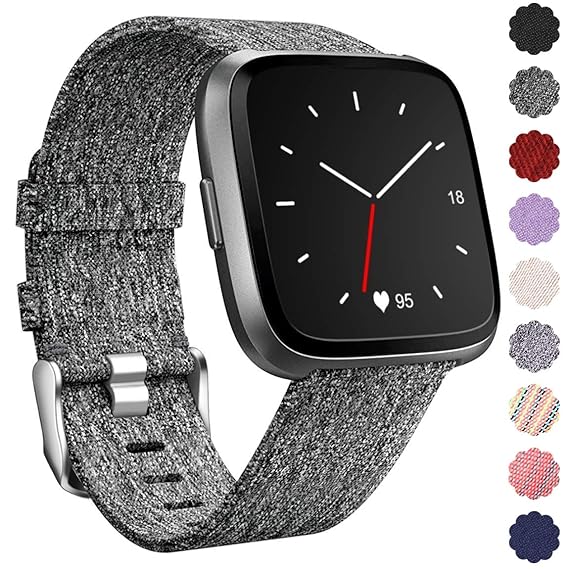 HUMENN Für Fitbit Versa Armband/Fitbit Versa Lite Armband, Woven Ersetzerband Verstellbares Zubehör Uhrenarmband mit Edelstah