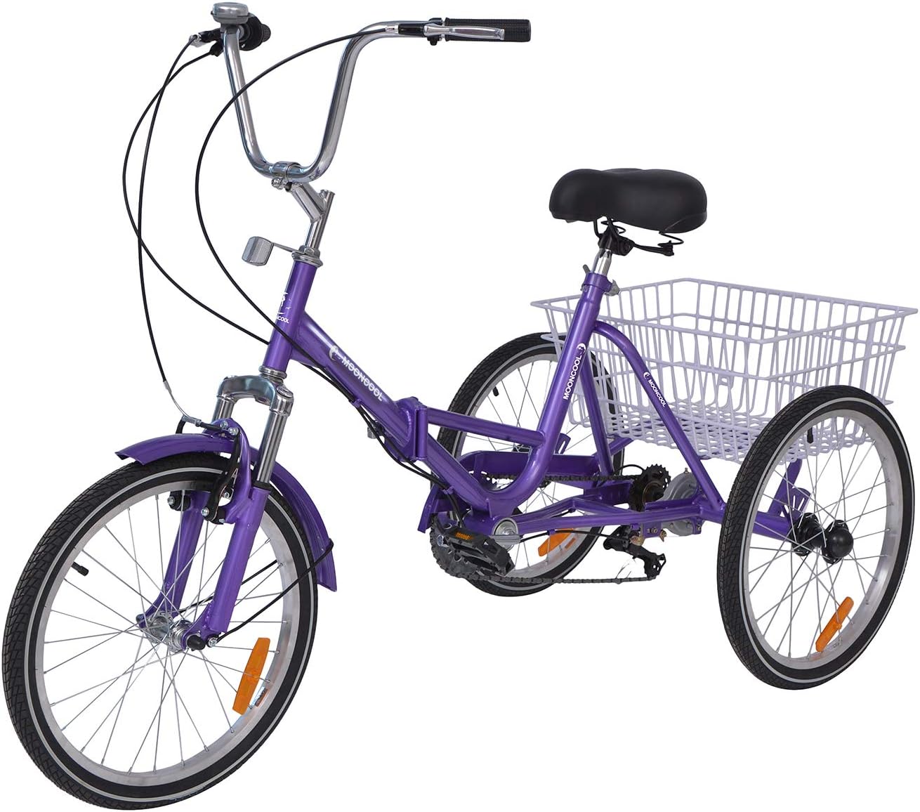 MOPHOTO Adult Folding Bike Tricycle 7 Speed 20 Inch Three Wheel Bike Cruiser Trike with Low-Step Through Frame/Large Basket/Adjustable Seat