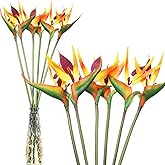Hanaive 12 Pcs Bird of Paradise Artificial Plant 24 Inches Hawaiian Tropical Flowers Fake Rubber Strelitzia Faux Flowers Bouquet for Home Garden Office Wedding Indoor Outside Party Decor DIY (Yellow)