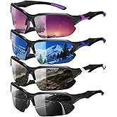 GGSTDDUP 4 Pack Polarized Sports Sunglasses for Men & Women | UV Protection Lightweight Wraparound Sunglasses for Outdoor