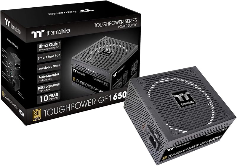 Thermaltake GF1 650W 80 Plus Gold Fully Modular ATX Power Supply Quiet Fan EU