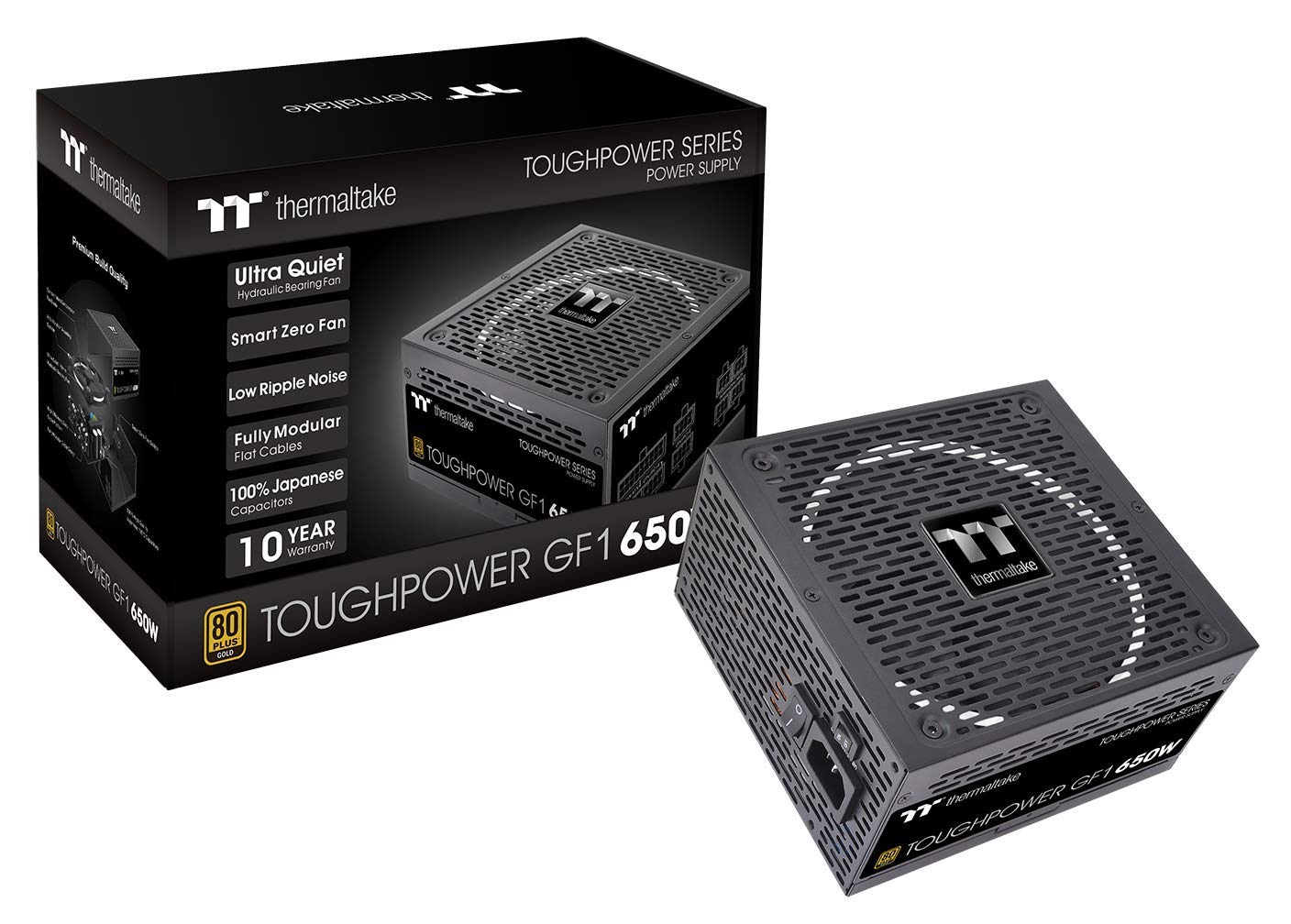 Thermaltake Toughpower GF1 650W 80+ Gold SLI/ CrossFire Ready Ultra Quiet 140mm Hydraulic Bearing Smart Zero Fan Full Modular Power Supply 10 Year Warranty PS-TPD-0650FNFAGU-1