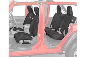 Diver Down Neoprene Seat Cover Set - Fits Jeep JL 4-Door 2018-2022 Wrangler - Front and Back Seat Set - Waterproof Custom Fit Seat Covers - Soft Padded Thermal Resistant Cushion (Black, Cloth Seats)