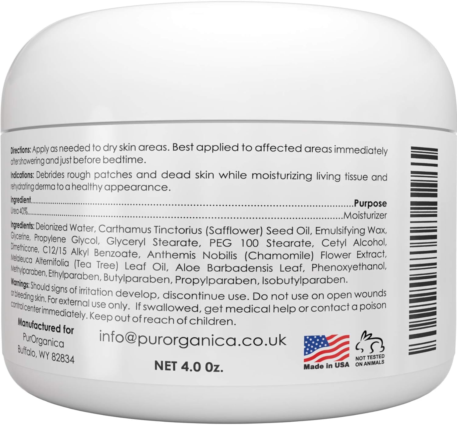 PurSources Urea 40% Foot Cream - No Pumice Stone - Best Callus Remover - Moisturizes and Rehydrates Feet, Knees & Elbows - For Thick, Cracked, Rough, Dead & Dry Skin - 4 oz - 100% : Beauty
