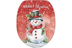 Luarisgur Toilet Seat Lid Cover Christmas Snowman Holiday Toilet Seat Covers for Bathroom Decorations Washable Fabric Toilet Cover Protector Universal Fits Most Toilet Lids