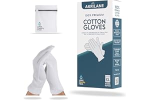 AKRILANE Extra Large 5 Pairs Cotton Moisturizing Gloves for Dry Hands | Eczema, Psoriasis & Skin Spa Treatment for Women & Men | Washable & Reusable with Free Laundry Bag