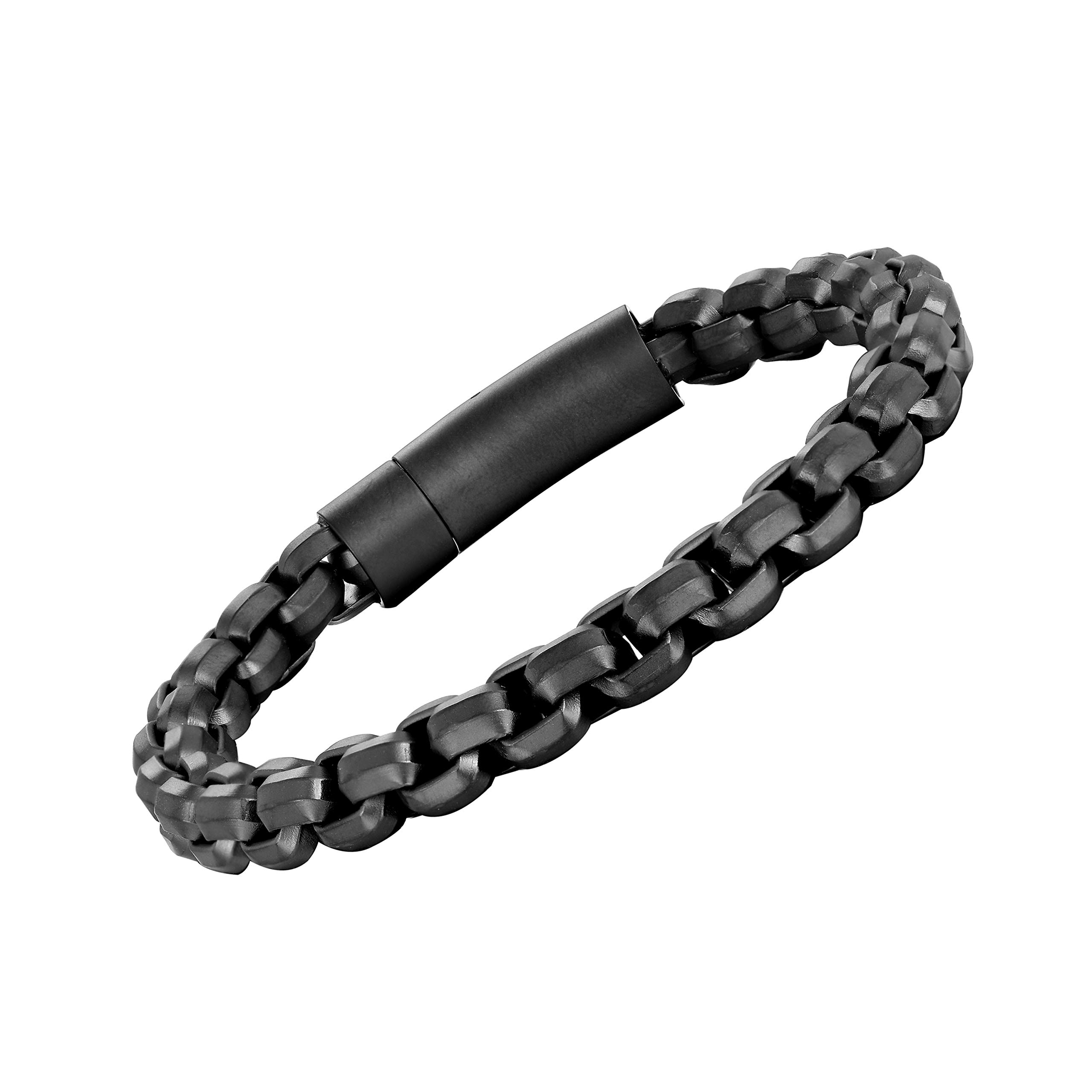 Men's Stainless Steel & Genuine Leather Bracelets – Various Designs in Silver, Black, and Polished Finishes – Rust & Discoloration Resistant – Jewelry Gift or Accessory for Men, 8.46, Stainless Steel