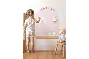 Orelle MagicWall | Magnetic Arch Wall Decal – Repositionable & Renter-Friendly | Peel & Stick Magnetic Wall Decal Chalkboard | Playroom Essentials | Includes Chalk & Holder | Midi 20 x 26” | Pink