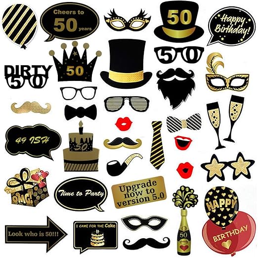 Amazon Com 50th Birthday Photo Booth Props 35 Pack Forty