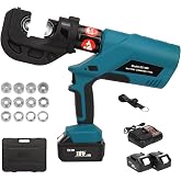 KEDIAN Electric Crimping Tool Rechargeable for Crimps Cu/Al Terminal | 12 Ton 6AWG to 800MCM with 12 Dies Efficiency and Safety Non-Serrated lug crimper Tool(EZ-400)