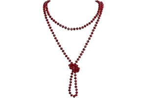 Firstmeet Fashion Beads Rope Knot Long Beaded Necklace Versatile 60" Strand Costume Jewelry for Women