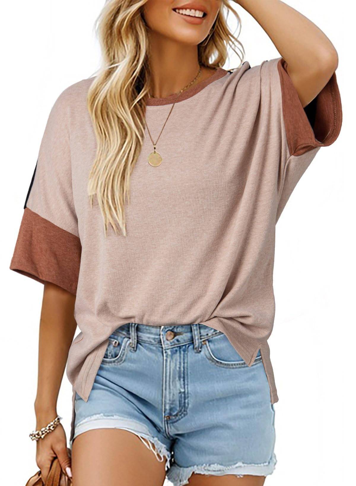 Photo 1 of **Recently washed....  Size: Small**

Dokotoo Summer Oversized T-shirts Tops for Women 2025 Short Sleeve Shirts Comfort Color Block Spring Fashion Business Casual Cute Tops Trendy Women's Blouses