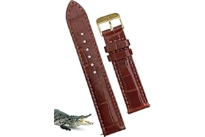 VINACREATIONS 20mm Brown Light Alligator Watch Band Men Quick Release Gold Buckle Crocodile Belly Leather Replacement Strap Wristwatch Band Handmade Vietnamese DH-06G-20MM